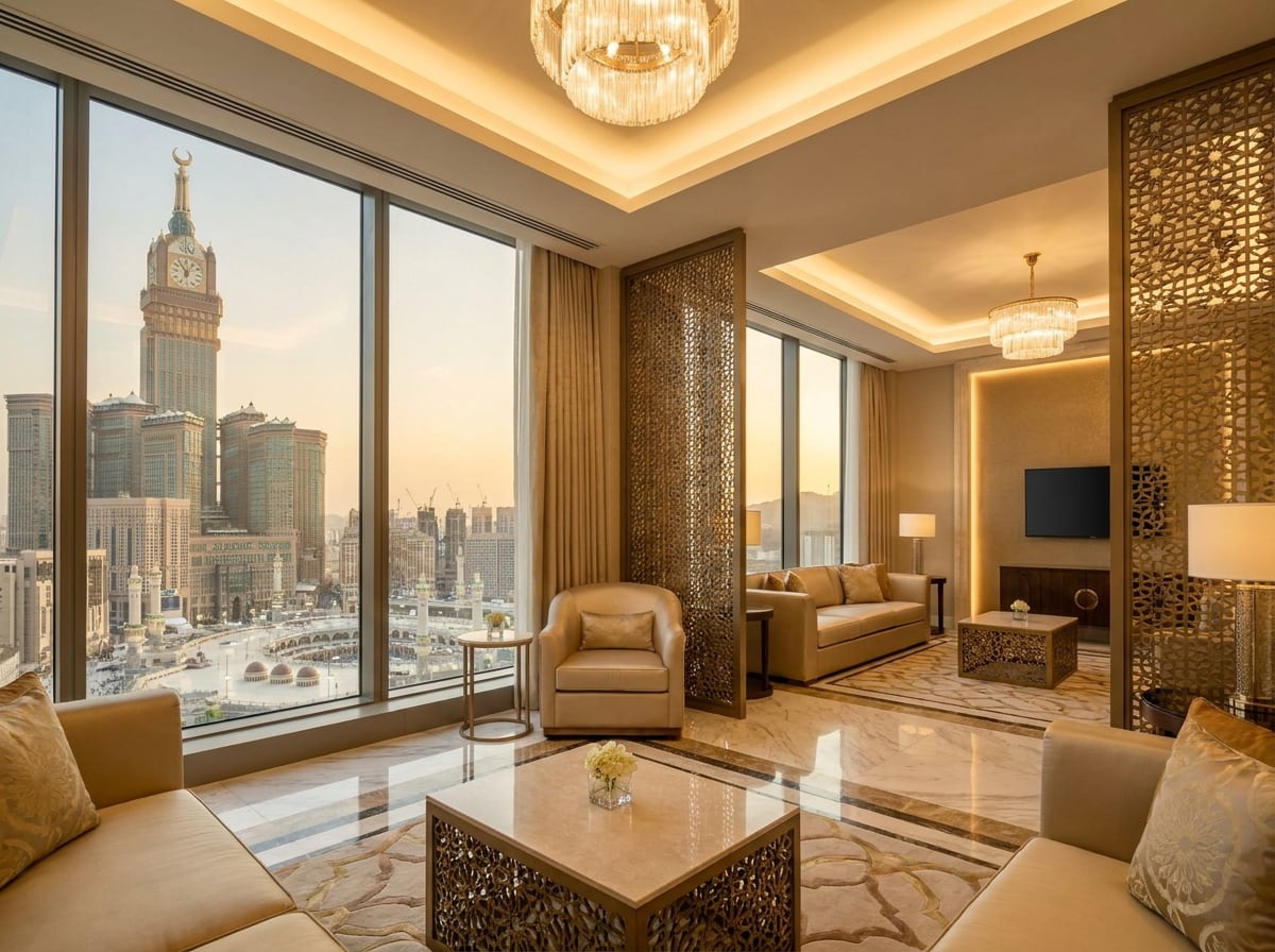 Luxury 5-star hotel suite overlooking Masjid al-Haram in Makkah